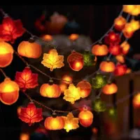 ریسه پاییزی،پاییز،برگ، ریسه چراغ دار،باتری