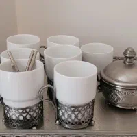 ست چایخوری گیره دار با سینی و قندان