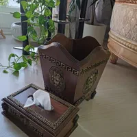 سطل آشغال و جا دستمالی چوبی