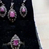 نیم ست نقره جواهر