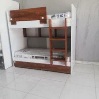 تخت دوطبقه تخت خواب 2 دو طبقه کتابخانه دار