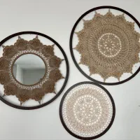 دیوارکوب دست بافت جنس نخ و حلقه چوب|صنایع دستی و سایر لوازم تزئینی|تهران, شهرک آزادی|دیوار