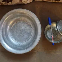 کاسه مسی و جا سفید اب مسی یا رشو دان قدیمی عتیقه