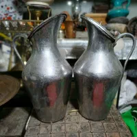 جفت پارچ درب دار مسی چکشی، کمیاب و کهنه