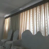 پرده حریر طلایی راه راه|پرده، رانر، رومیزی|ارومیه, |دیوار