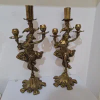 جفت شمعدان فرشته برنجی قدیمی