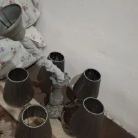 لوستر پنج شاخه المینیومی رنگ طوسی پتینه|لوستر و چراغ آویز|مشهد, شهرک شیرین|دیوار