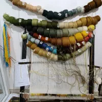 نخ و نقشه دار قالی چله کشی شده|تابلو فرش|فردیس, ثابتی|دیوار