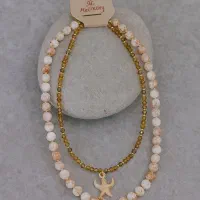 گردنبند دو تکه قهوه ای