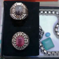 انگشتر شیخ احمد تمام دست ساز یاقوت و شجر ودستبند|جواهرات|زنجان, |دیوار