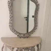 آینه و شمعدان دکوری کلاسیک + میز سنگی