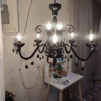 لوستر کریستالی شفاف و مشکی|لوستر و چراغ آویز|مشهد, اقبال|دیوار