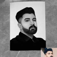 نقاشی چهره سیاه‌قلم|تابلو، نقاشی، عکس|قم, شهرک قدس|دیوار