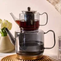 کتری قوری پیرکس کف استیل ۳۰۴ دودی آنتی شوک