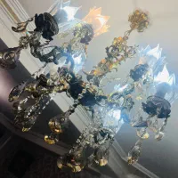 دو عدد لوستر برنز ۴شاخه ۸لامپی|لوستر و چراغ آویز|تبریز, |دیوار