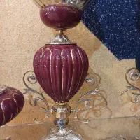 چراغ برنز -لاله-لامپا سه تیکه زرشکی|صنایع دستی و سایر لوازم تزئینی|اردبیل, |دیوار