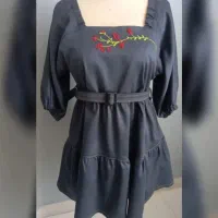 پیراهن عروسکی کتان مارک دار