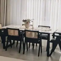 میز وصندلی نهار خوری مدل پایه هشتی کلاسیک