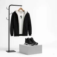 پکیج شنل خز سفید و کفش مشکی