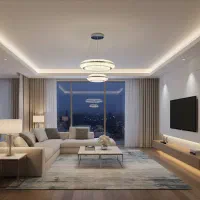 لوستر سقفی آویز نقره ایی طلایی|لوستر و چراغ آویز|بومهن, |دیوار