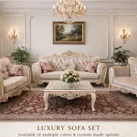 مبل ۷ نفره و غذاخوری ۶ نفر فرانسوی کلاسیک مدل عاج