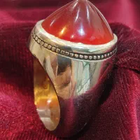 انگشتر نقره نگین عقیق کهنه تراش عبدالرزاقی