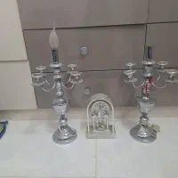 شمعدان پنج شاخه وساعت قدیمی|ساعت دیواری و تزئینی|قم, شاه سید علی|دیوار