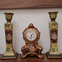 ساعت و شمعدان دکوری قدیمی