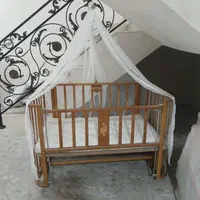 تخت 3 کاره کودک و نوزاد جنس چوب واقعی همراه تشک