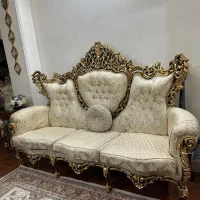 مبل استیل ۹نفره بامیزعسلی کامل درحدنو