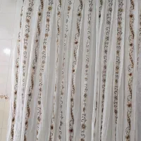 سه عدد پرده حریر گل قهوه ای