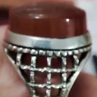 انگشتر جزع و سرخ یمنی و سنگ حکاکی یمنی