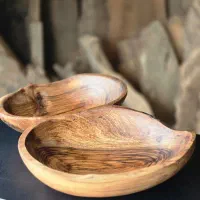 ظرف دوقلو چوب گردو کوهستان (هنر چوب لیدار)|ظروف سرو و پذیرایی|لنگرود, |دیوار