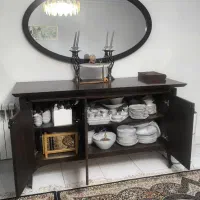 کنسول و آینه چوبی بوفه ویترین|بوفه، ویترین، کنسول|فردیس, شهرک راه آهن|دیوار