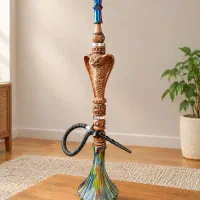 قلیان چوبی خاص طرح مار کم‌کار سالم و دکوراتیو