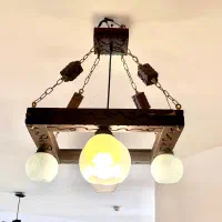 دو عدد لوستر چوبی و چراغ خواب هفت رنگ افشان|لوستر و چراغ آویز|تبریز, |دیوار