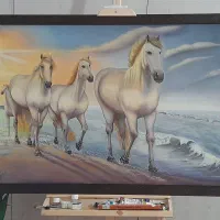 تابلوی اسبها در طلوع آفتاب