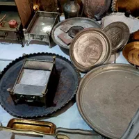 عتیقه منقل و سماور،سینی،چاقو ،دیس،