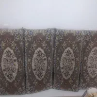 پشتی قالینی پشتی سالم رنگ کرم نسکافه ای 3 جفت