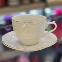 سرویس فنجان نعلبکی سفید لب طلایی|ظروف سرو و پذیرایی|شیراز, شهرک قمشه|دیوار