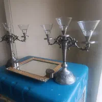 ست آینه شمعدانی و جعبه انگشتر نقره اصل