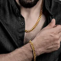 نیم ست دستبند و گردنبند Cartier مردانه مدل کارتیر