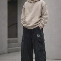 شلوار کارگو طرح لی مردانه رنانه مدل Y-3 رنگ ذغالی