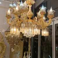 لوستر کرم طلا لوسترسفیدطلا کنارسالنی باکارات|لوستر و چراغ آویز|مشهد, حسین‌آباد|دیوار