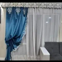پرده حریر و مخمل کالیفرنیا نگین کاری شده