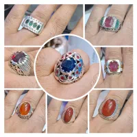 انگشتر کلیکسیونی یاقوت جواهری عقیق یمنی نشاندار