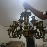 لوستر برنزی 6پایه ای و 12 شمع