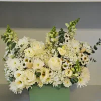 باکس مناسبتی گل سفید و سبز کد ۱۰۹۸ گلاریس