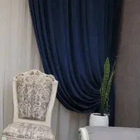 والان پرده یک طرفه مخمل ترک آبی درباری