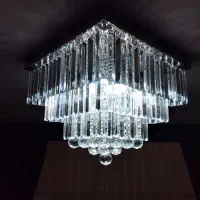 لوستر صفحه ای استیل با کریستال شیشه ای